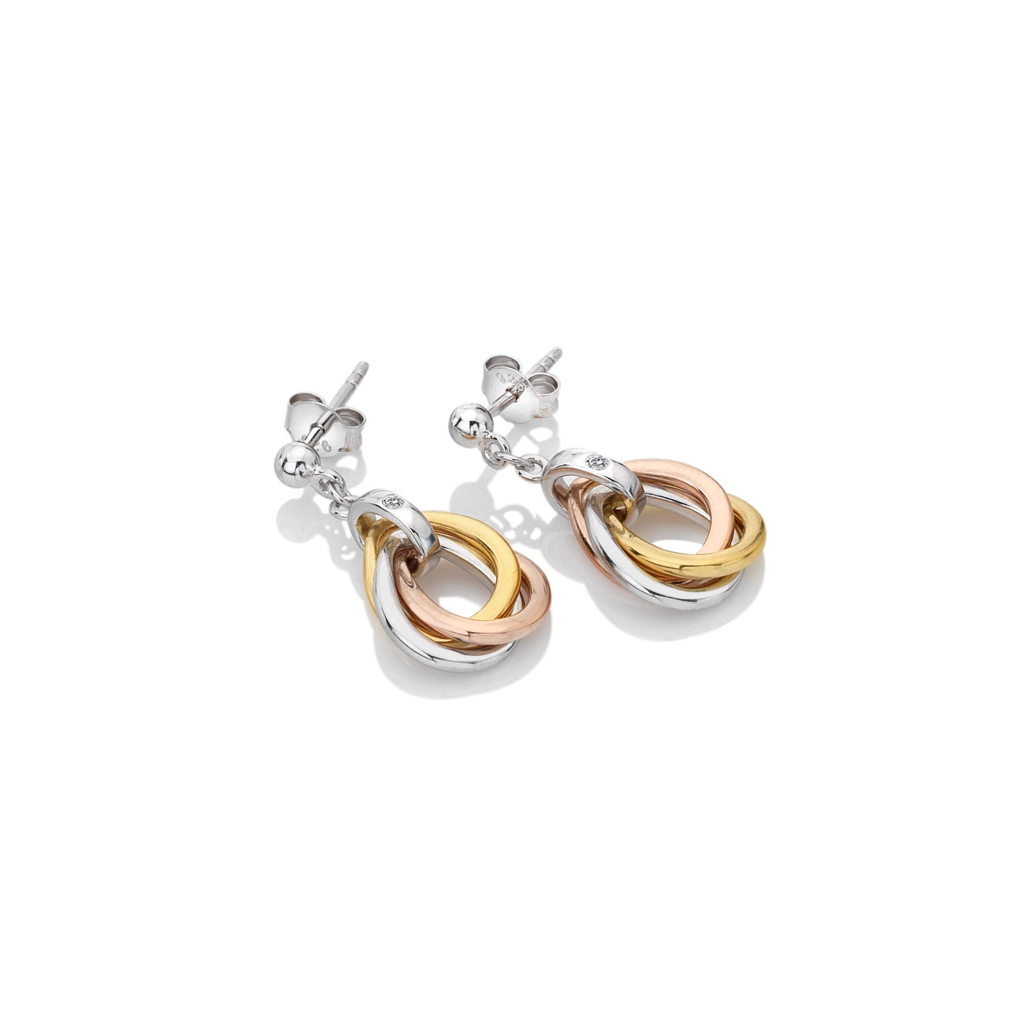 Silver, Rose Gold & Gold Trio Teardrop Earrings