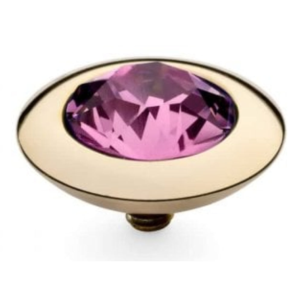 Famosa Gold 13mm Tondo Ring Top Rose Swarovski Gem