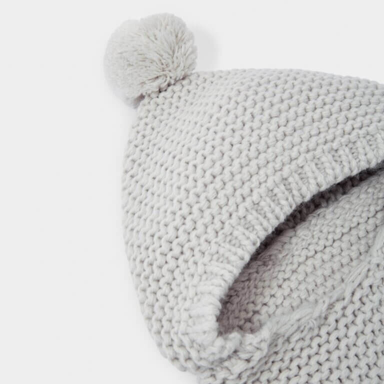 Baby Knitted Poncho | Grey | 25cm X 32cm X 2cm