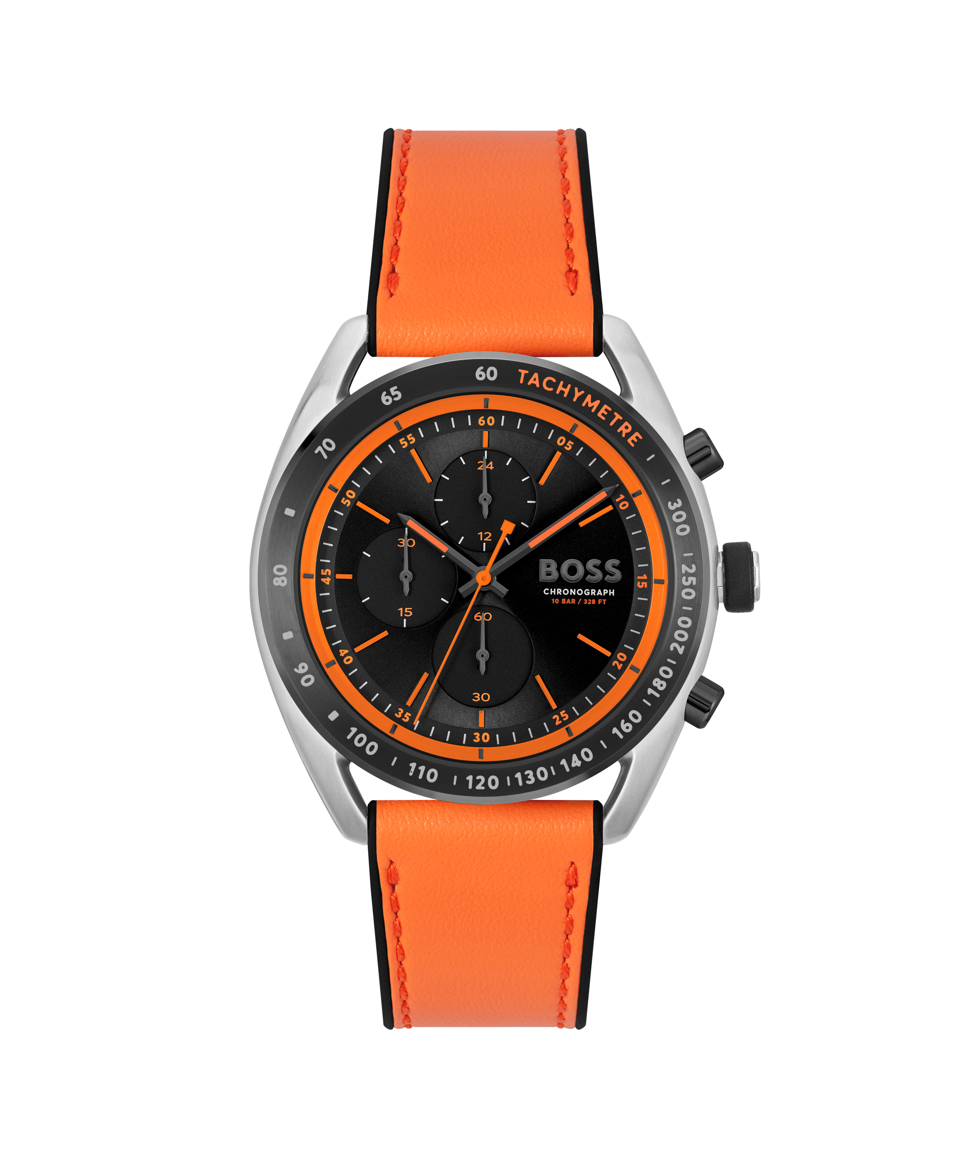 Centre Court Black Chronograph Dial Orange Strap Watch