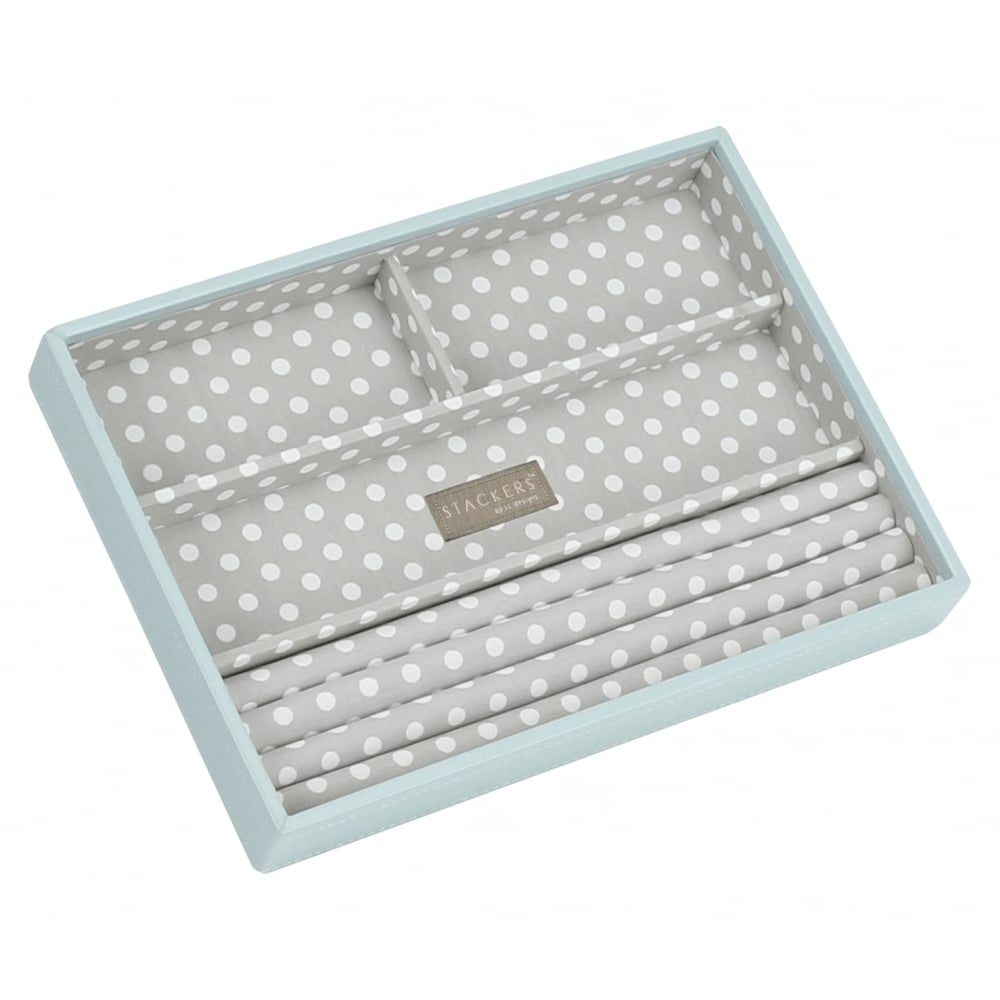 Duck Egg Blue & Grey Polka Classic 4 Section Open Stacker