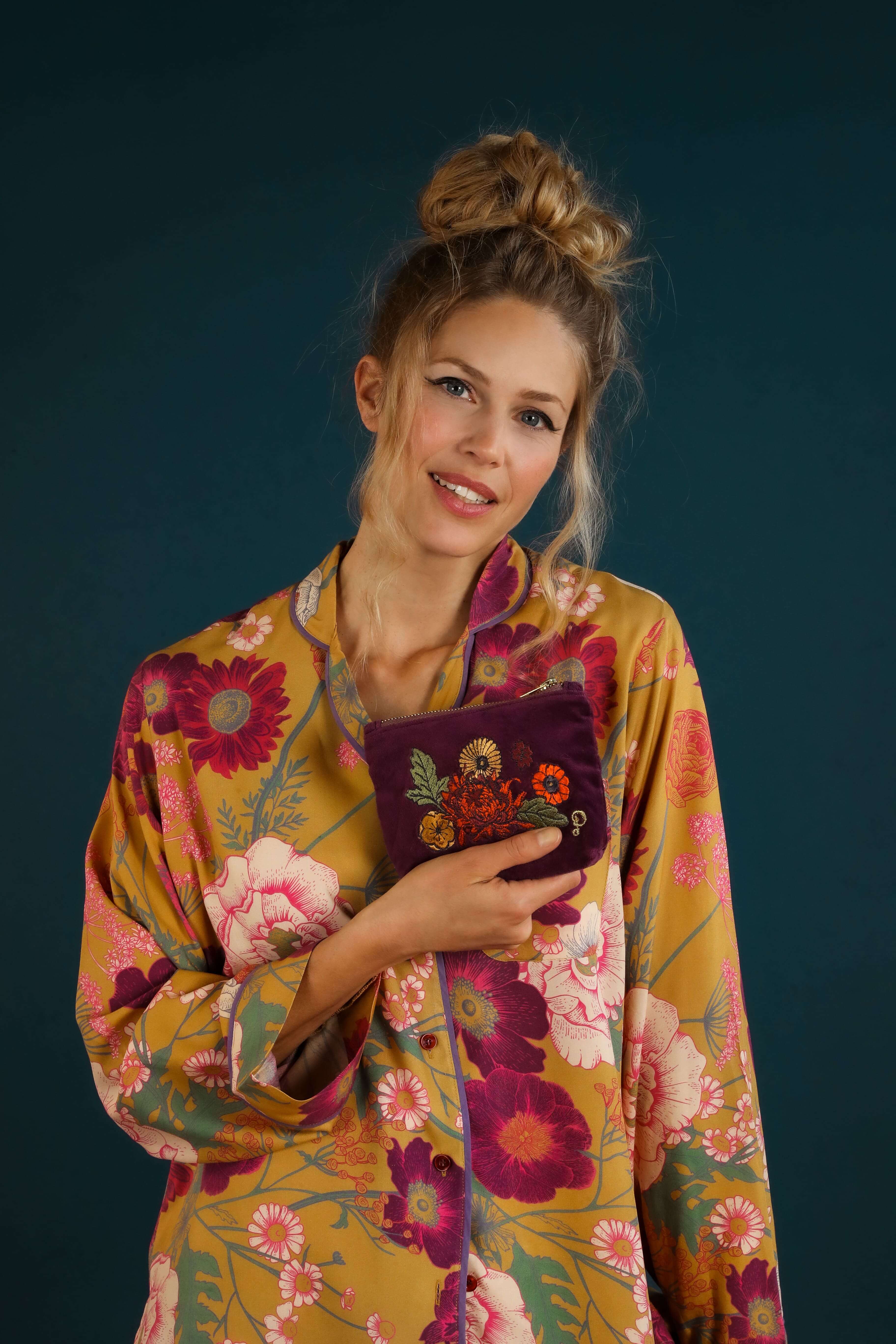 Vintage Flora Velvet Mini Pouch