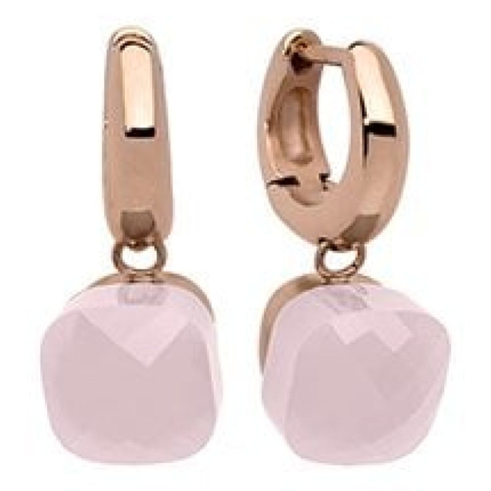 Creole "Firenze" Big (Rg/P) Rose Quartz Opal Earrings