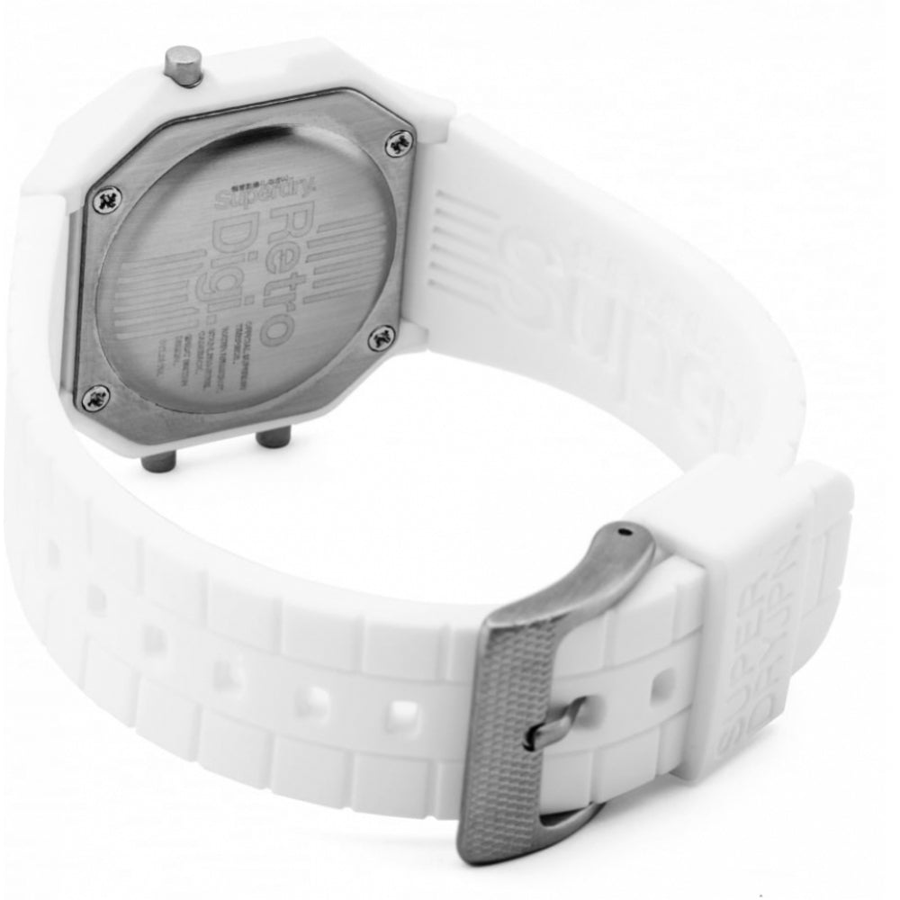 Mini Retro Digi White Silicone Strap Watch With Digital Display Dial