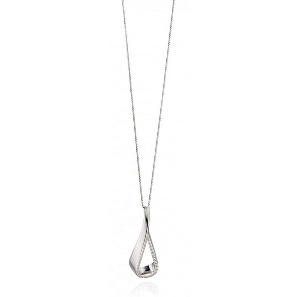 CZ Ribbon Teardrop Pendant