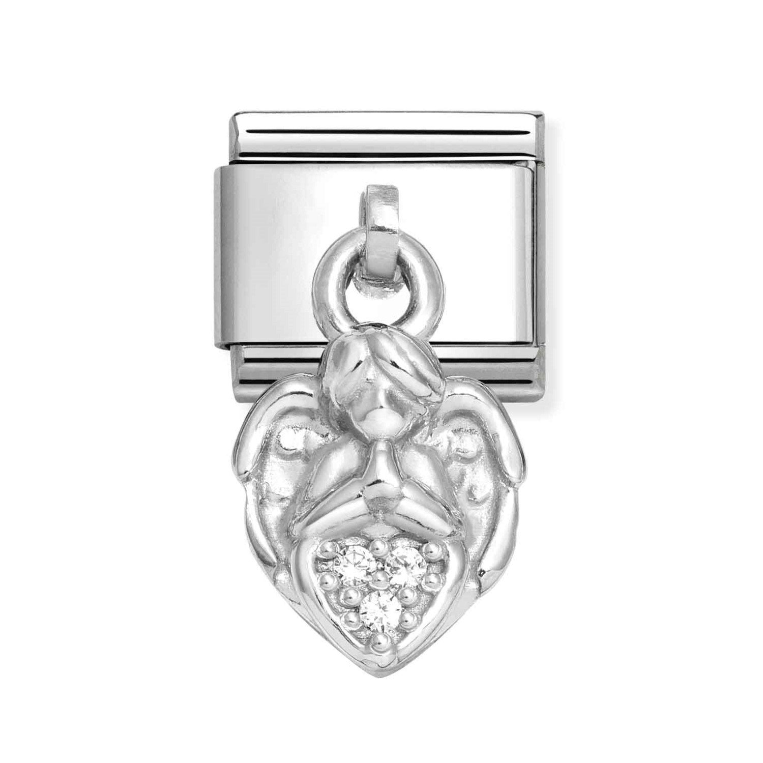 Composable Classic Link With Angel Charm in 925 Silver With White CZ