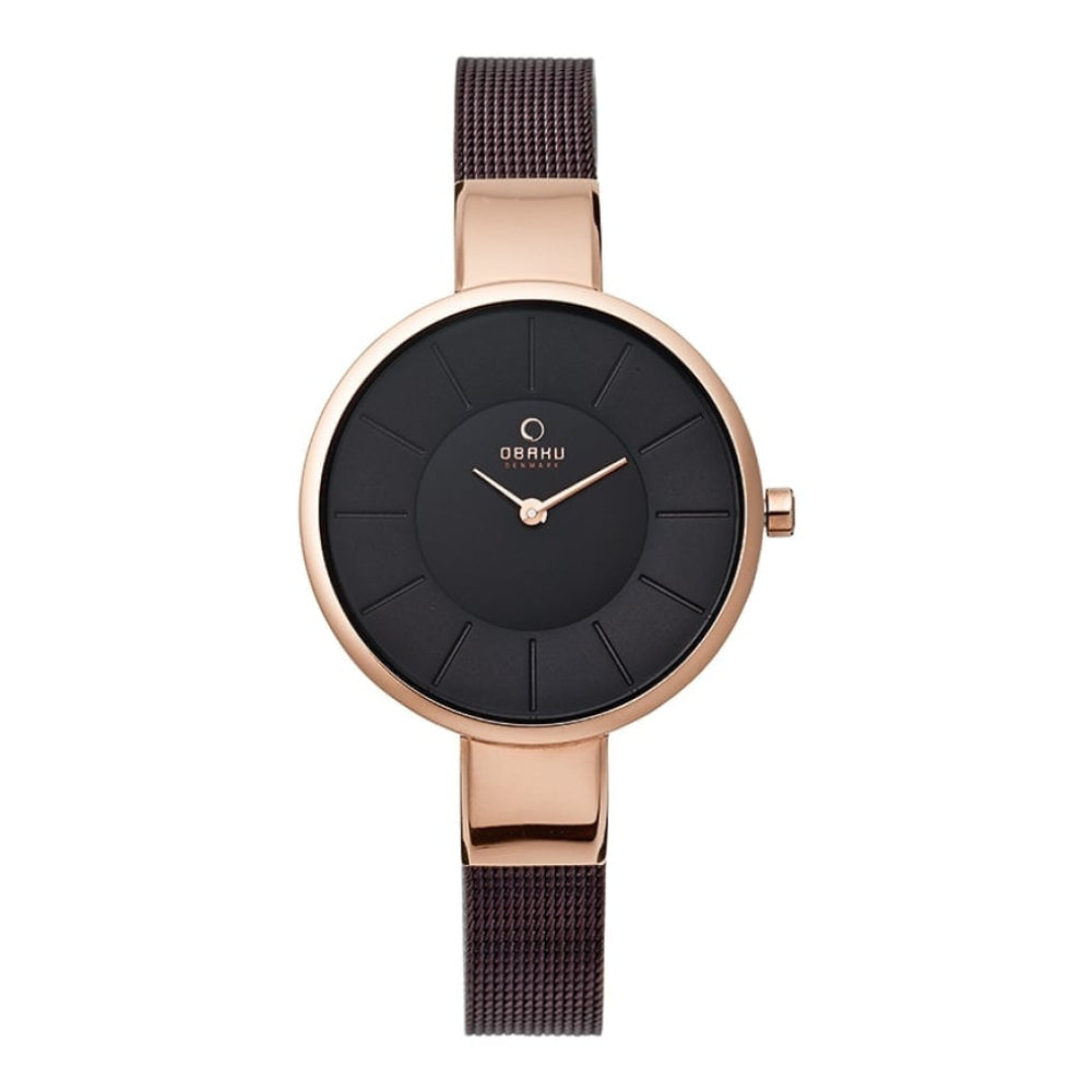 SOL - WALNUT Rose Gold Plated Mesh Bracelet Watch