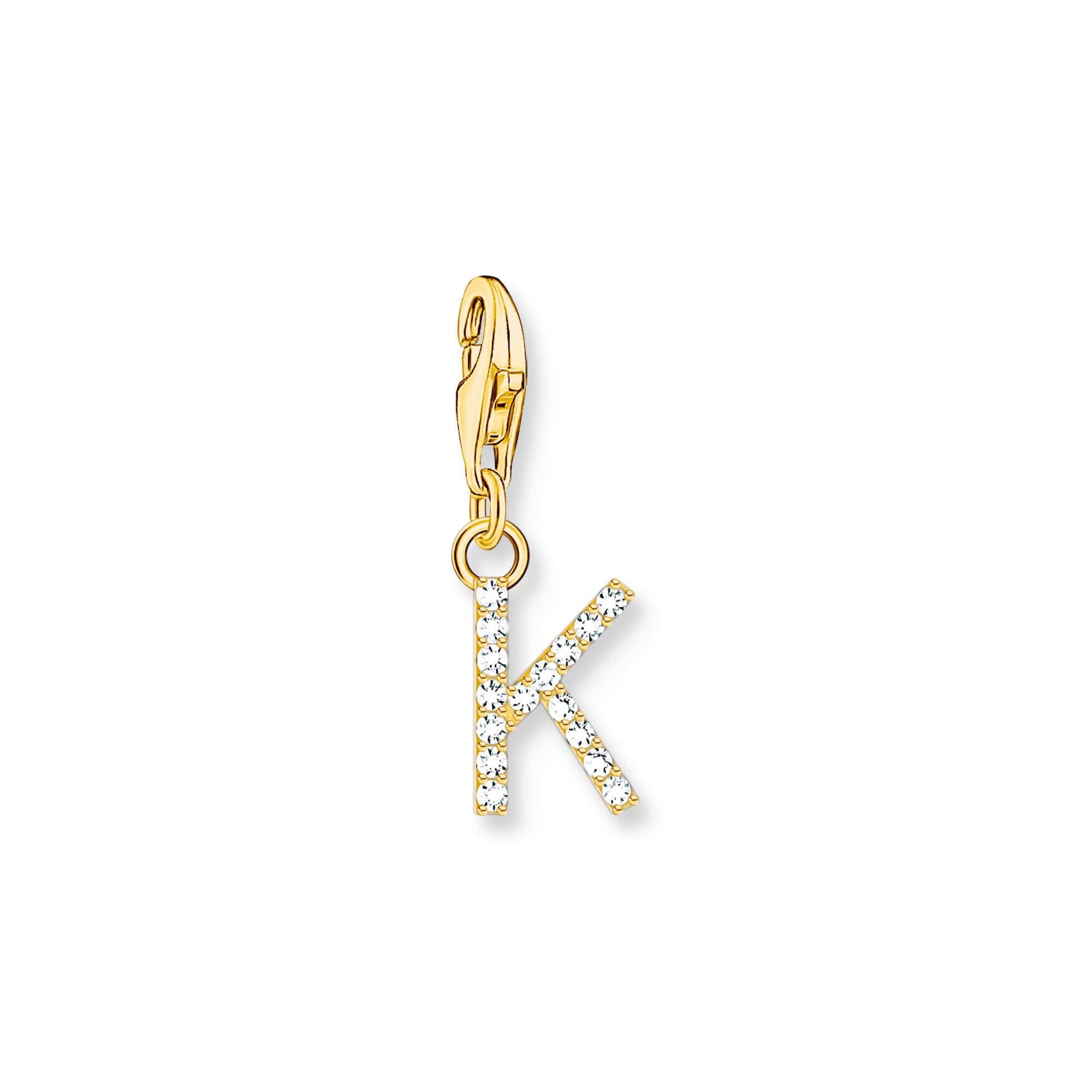 Gold Plated Sparkling letter K Charm Pendant
