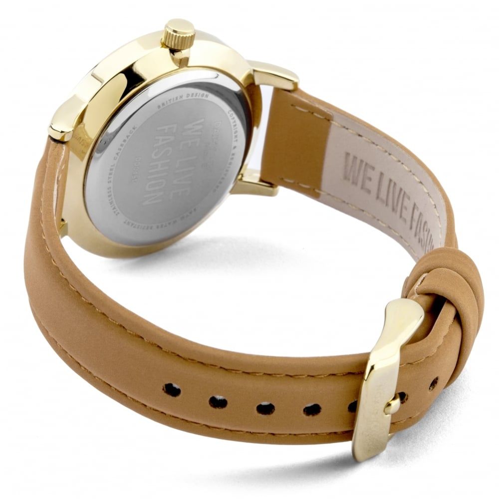 Sadie Watch Gold Tone Matte Cream Dial With Tan Leather Strap