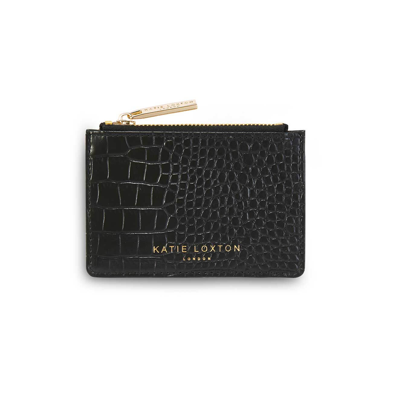 Celine Faux Croc Card Holder | Black