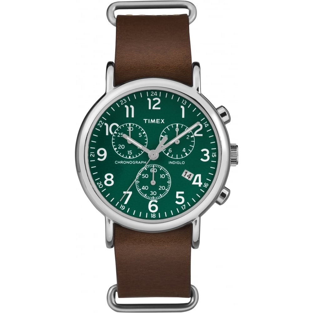 Weekender Chronograph Brown Strap & Green Dial Watch