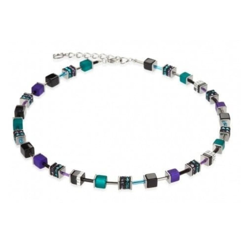 Purple, Green & Blue Polaris Glass Swarovski Cubed Necklace