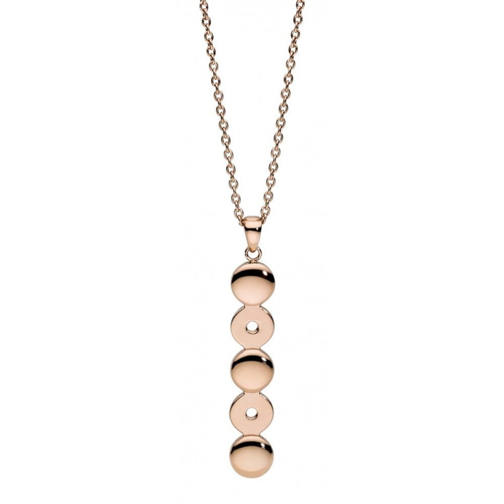 Famosa Rose Gold Plated Five Vertical Circle Pendant Womens Necklace