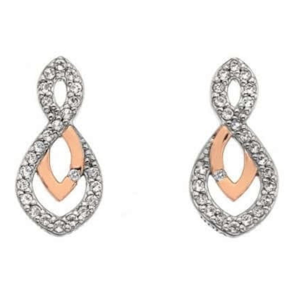 Harmony White Topaz Earrings With Rose Gold Plated Accents