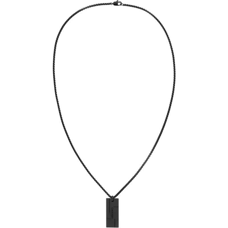 Men���������s Black Tone Dog Tag Style Logo Necklace