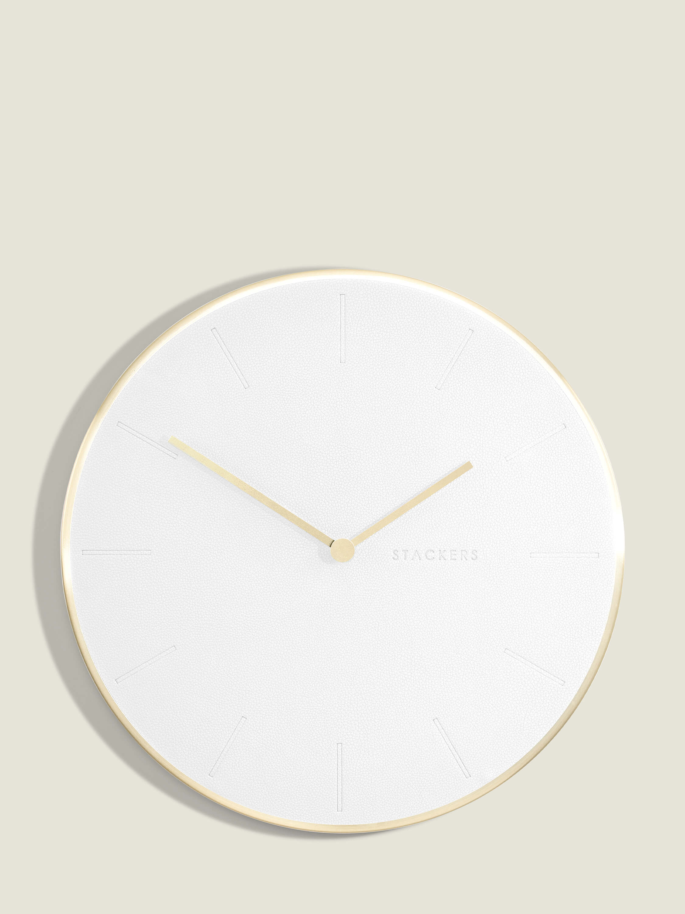 Brushed Gold & White PU Clock
