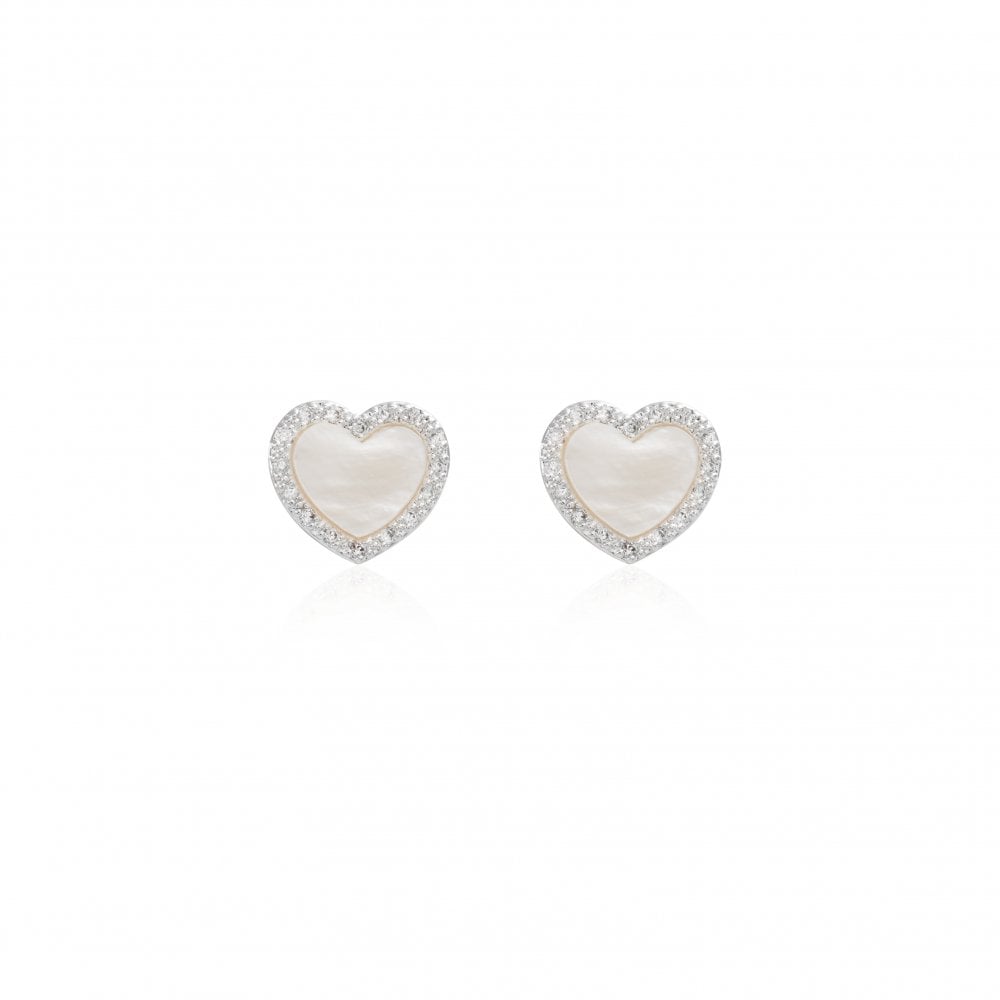 Pearlina | Silver | Mother Of Pearl Heart Stud | Earrings
