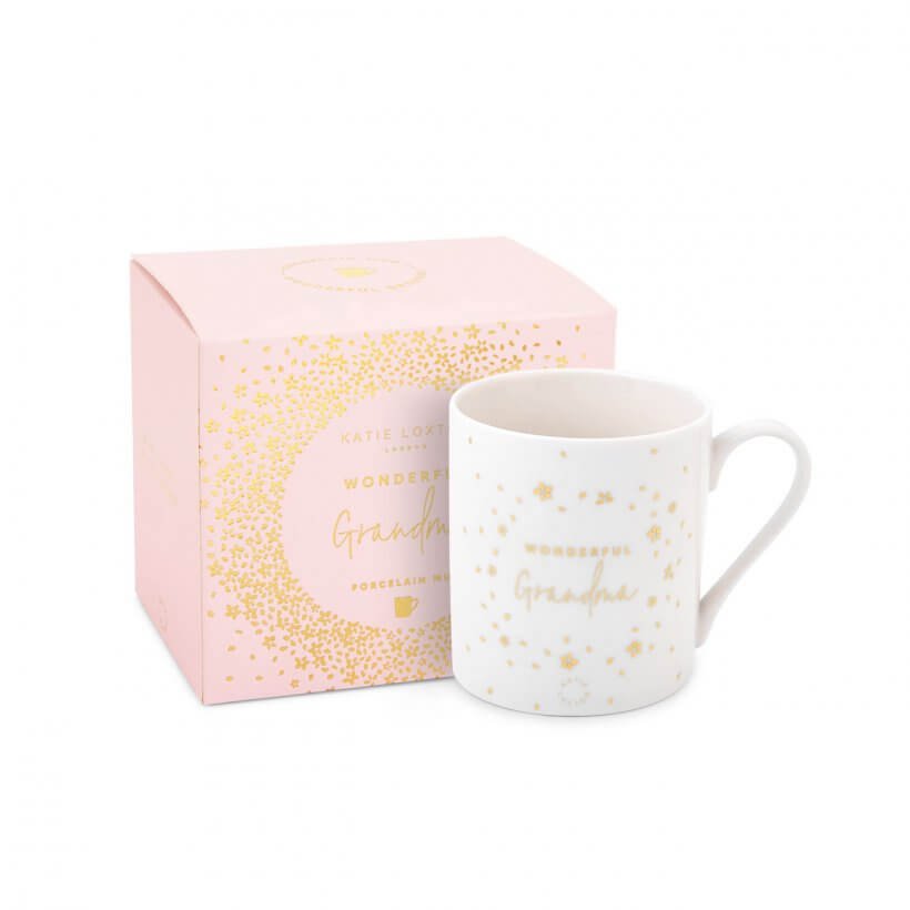 Boxed Porcelain Mug | Wonderful Grandma | White And Gold