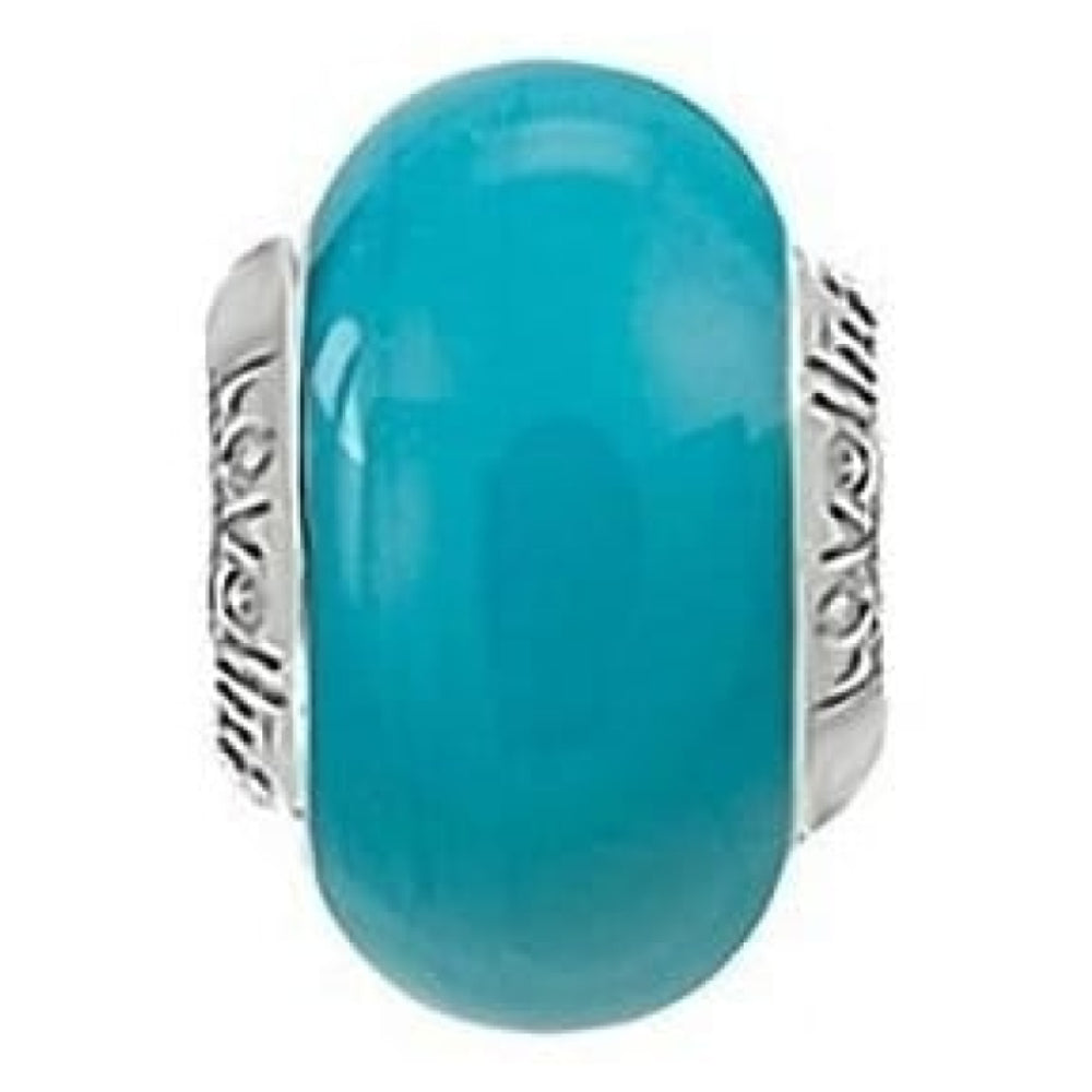 Ladies Teal Blue Petrol Glass Sterling Silver Charm