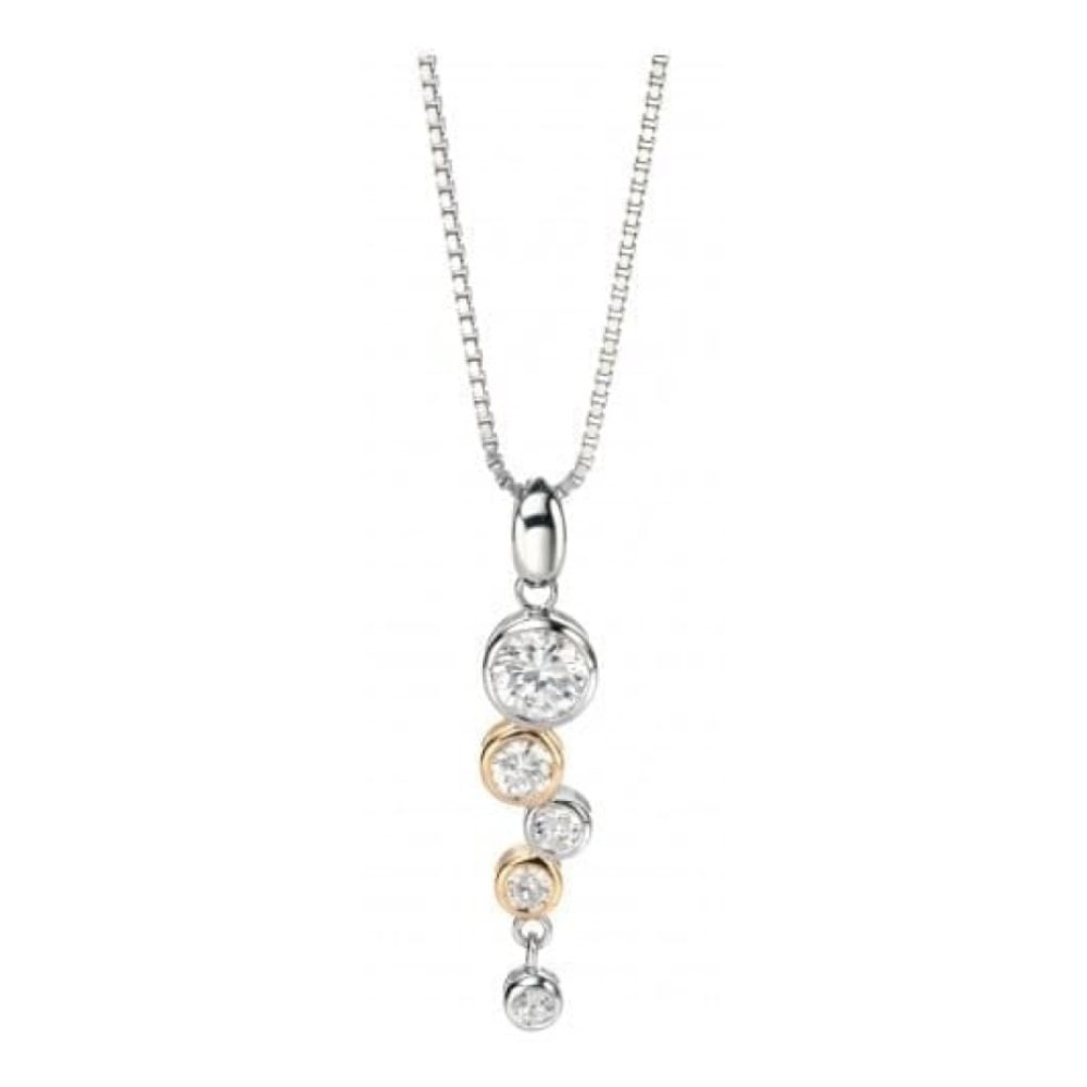 Ladies Two Tone Necklace With Cubic Zirconia