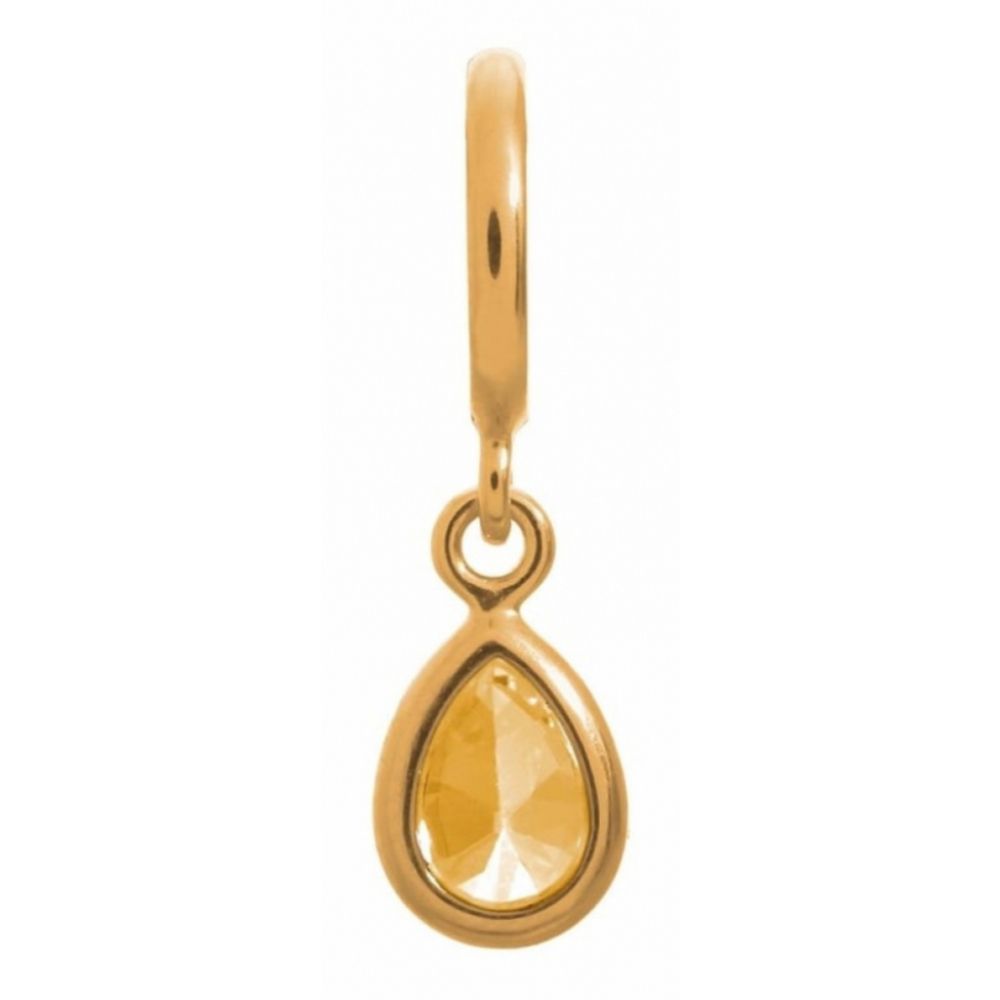 Yellow Pear Drop CZ Gold Plated Charm