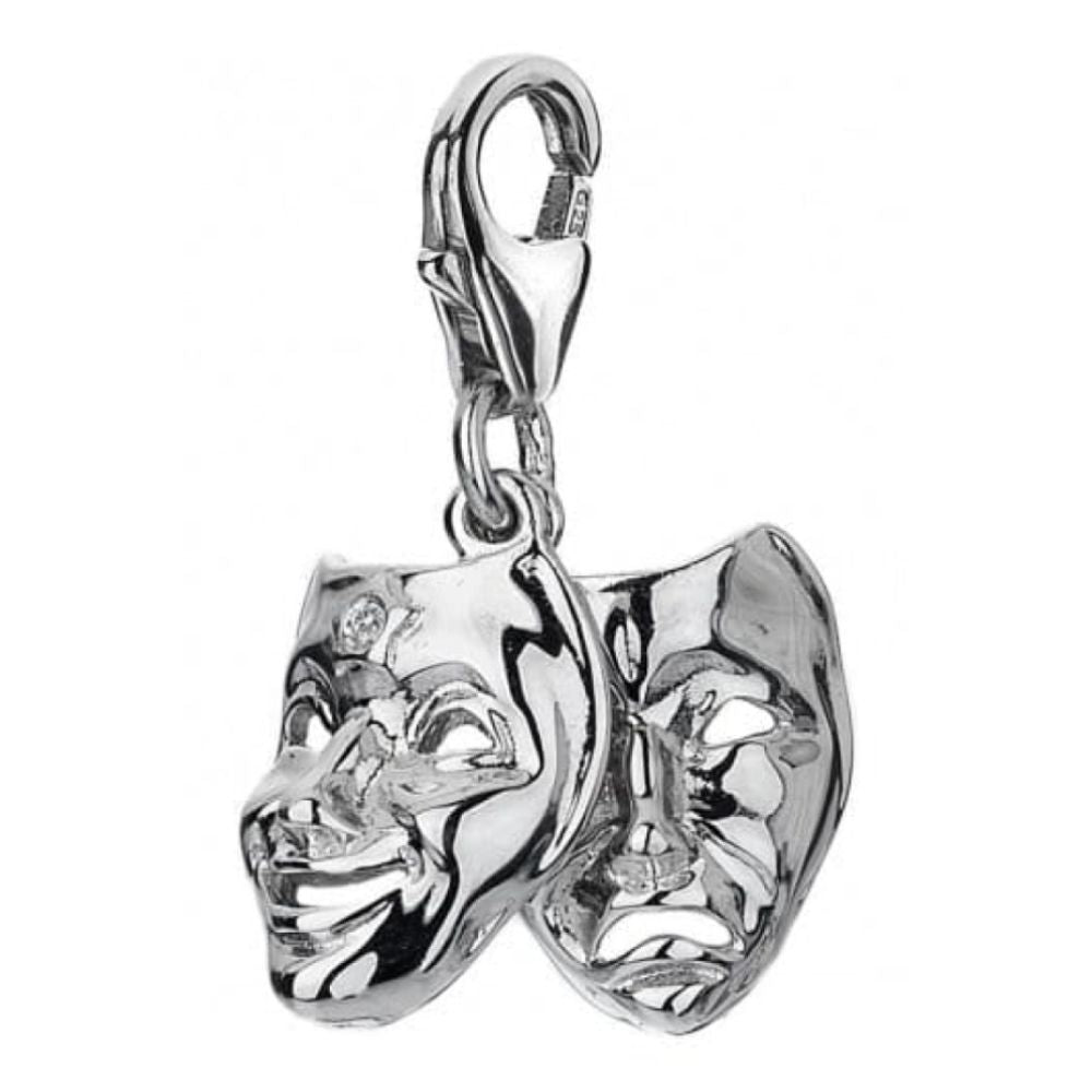 Ladies Theatre Mask Sterling Silver Drop Charm