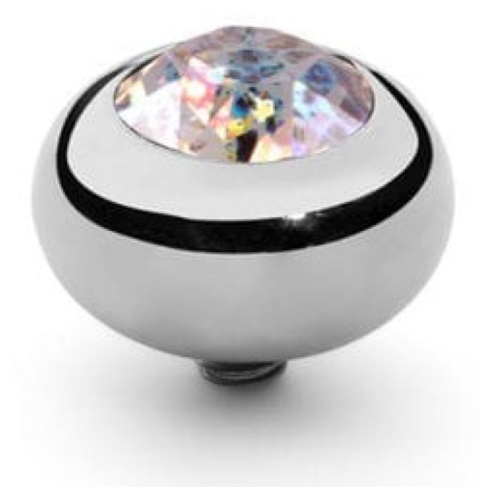 10mm Interchangeable Tondo White Patina Crystal Top in S/P