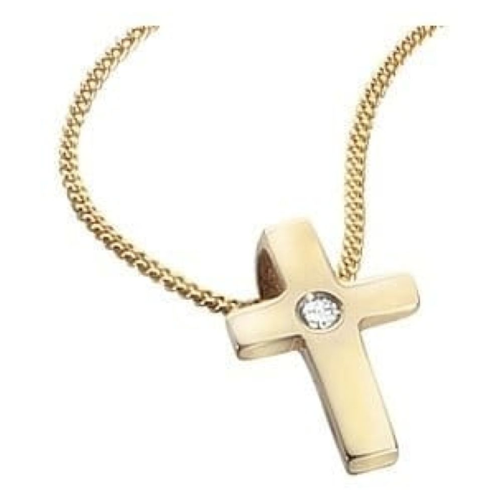 Girls 9ct Yellow Gold Cross Pendant Necklace