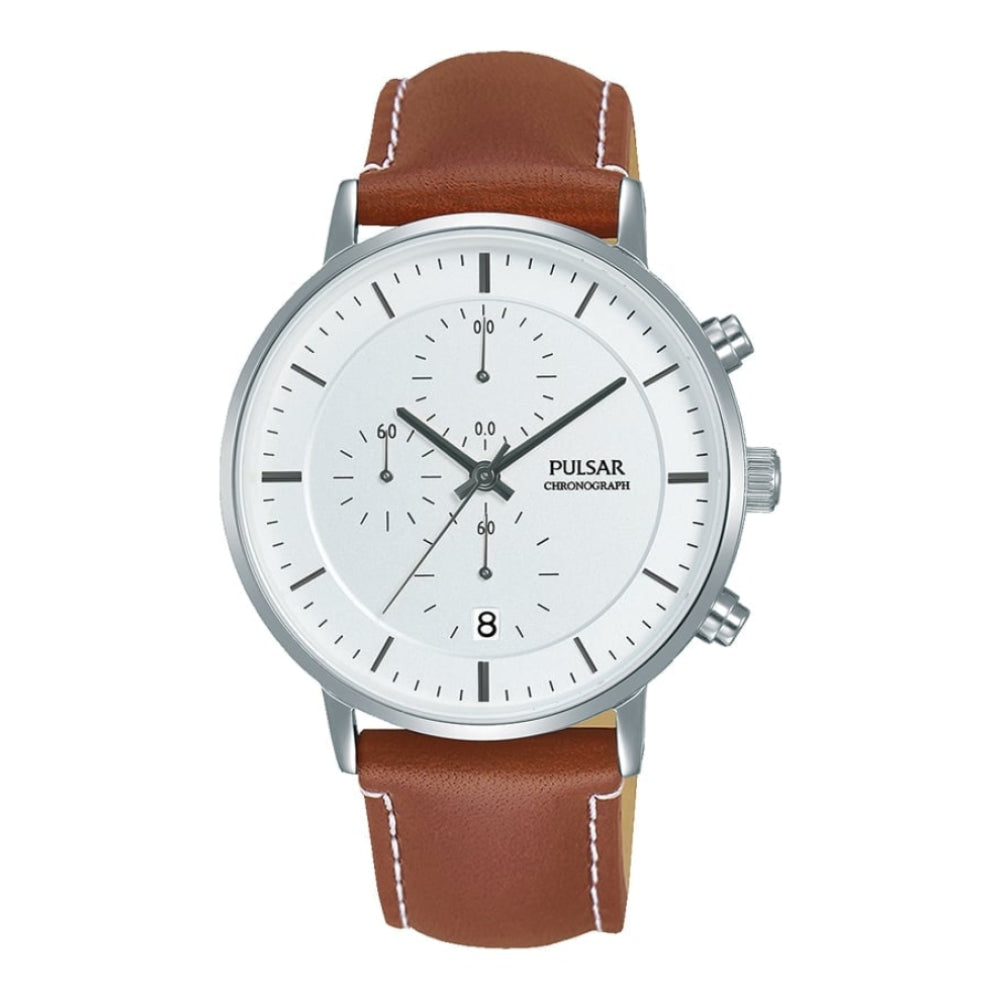 Gents Chronograph Watch With Leather Strap