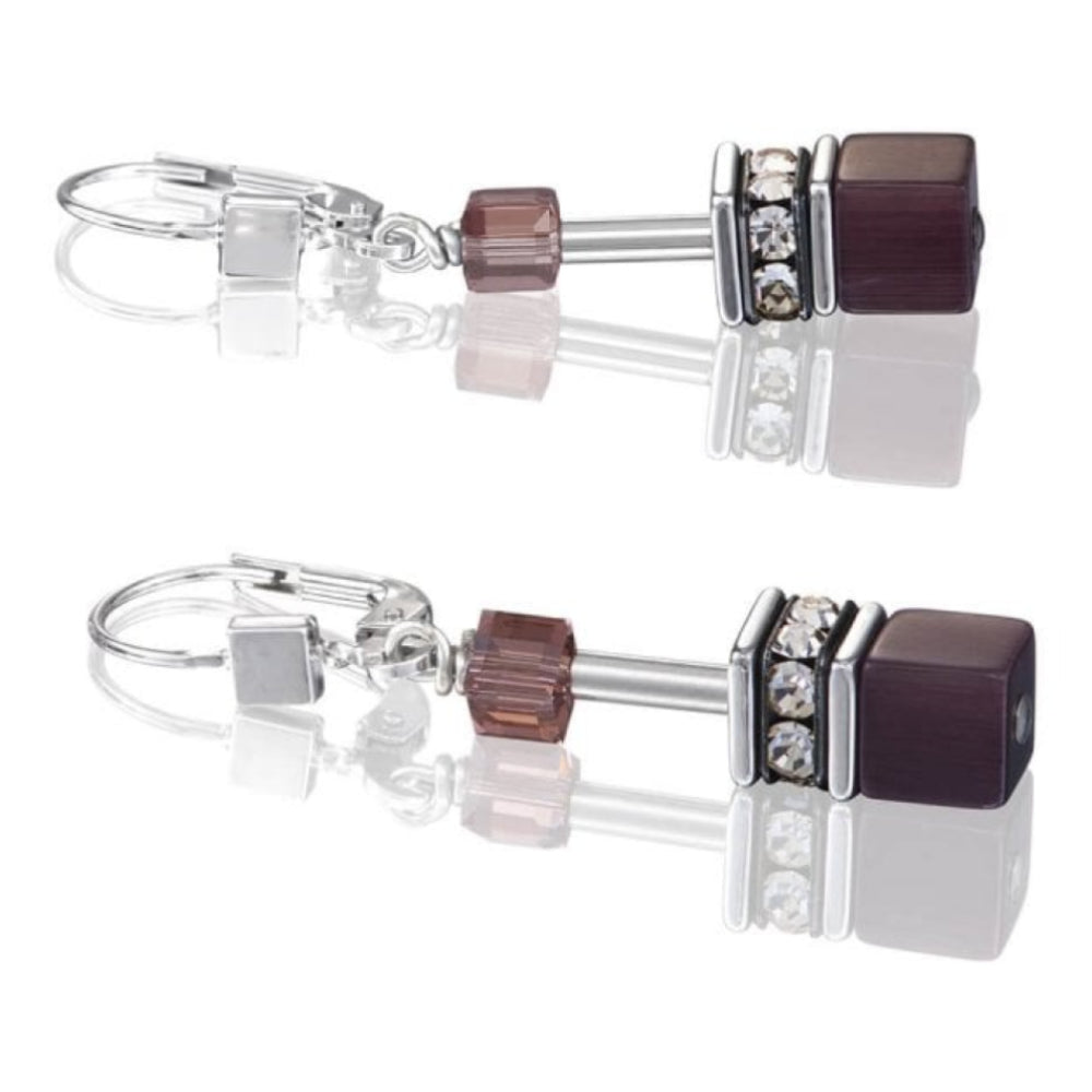 Geo Cube Violet-Rose Pierced Earrings