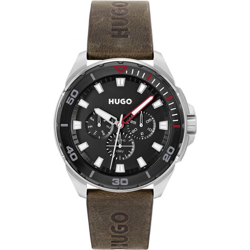 #FRESH Brown Leather Strap Black Chronograph Dial Gents Watch