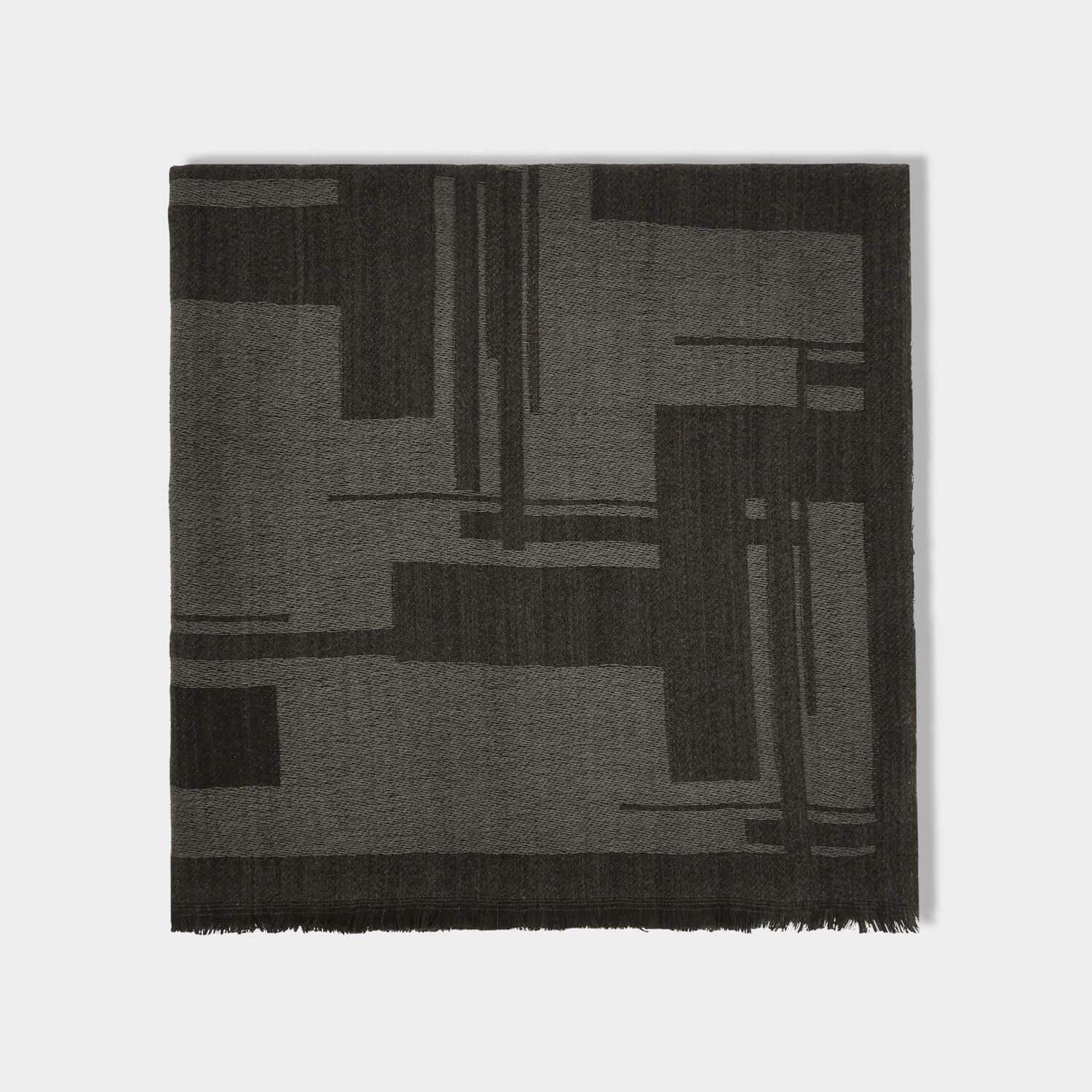 Block Printed Blanket Scarf in Charcoal