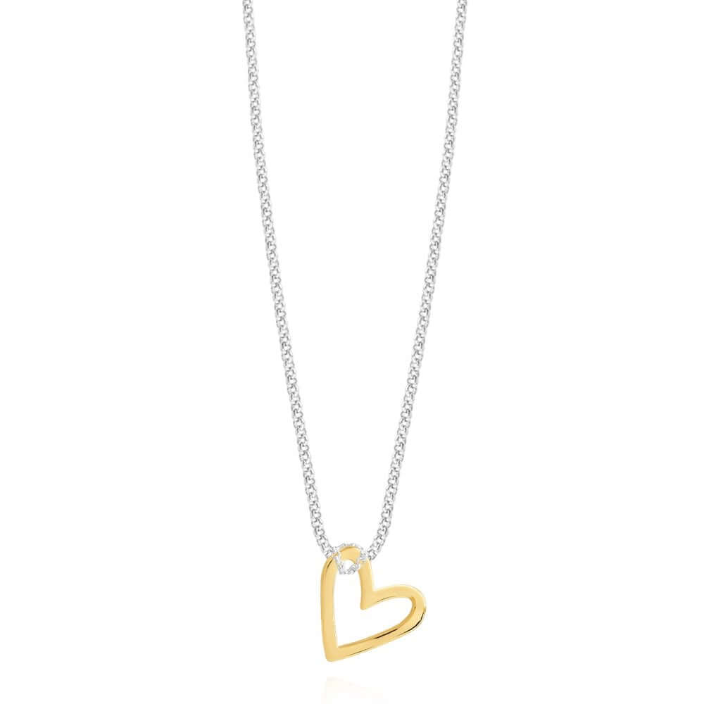 Lana | Hammered Heart | Silver And Gold | Necklace | 46cm + 5cm Extender
