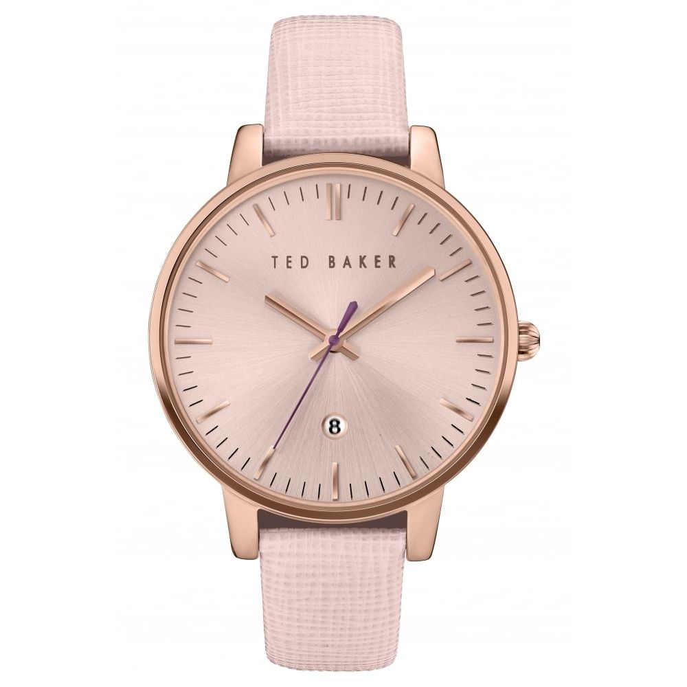 Pink Leather Rose Gold Plated Pink Face Watch