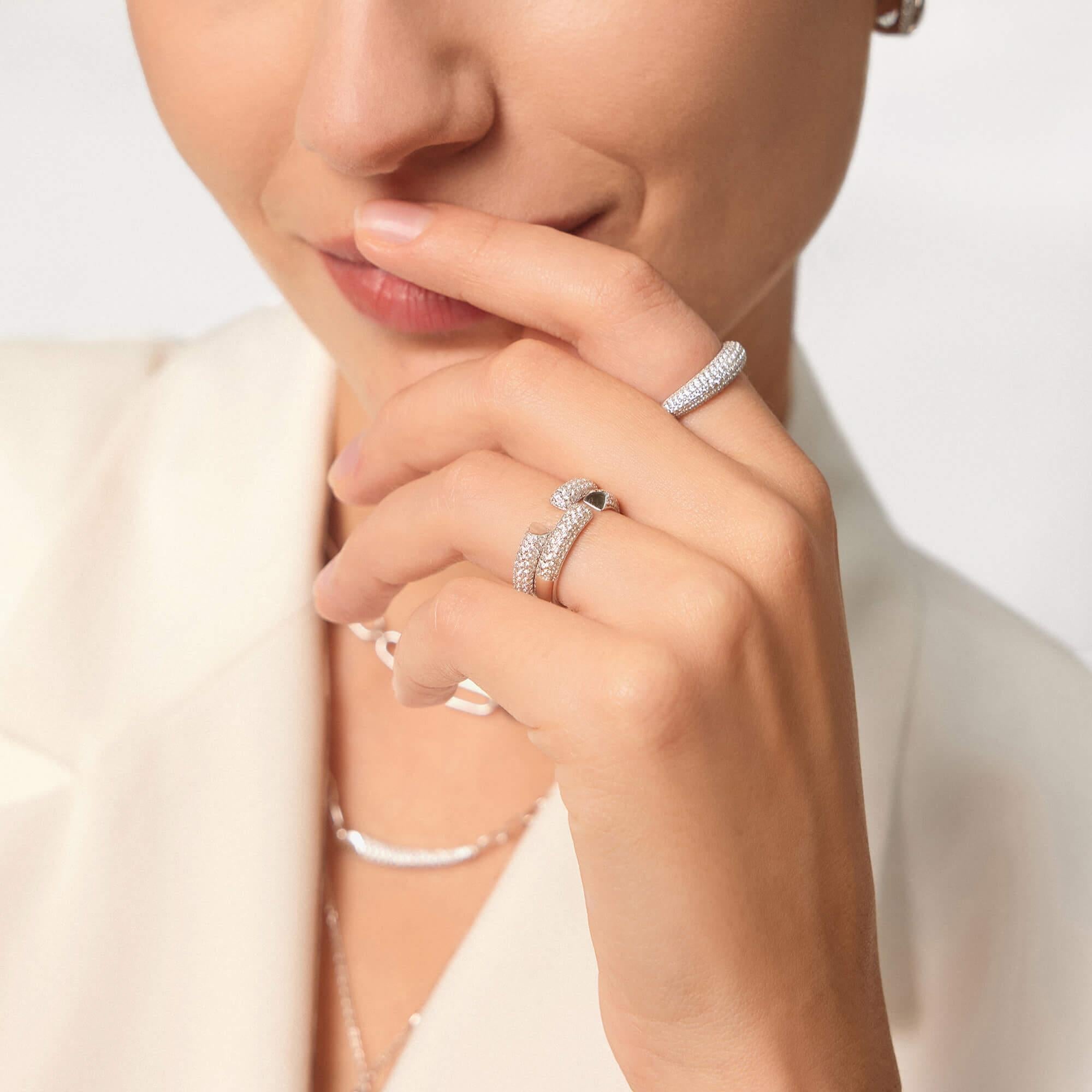 Silver Pave Adjustable Ring