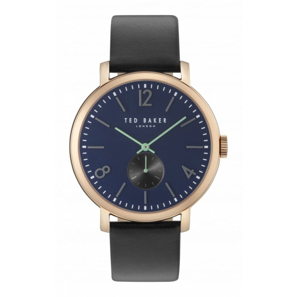 Rose Gold Plated Leather Strap Gents Wristwatch