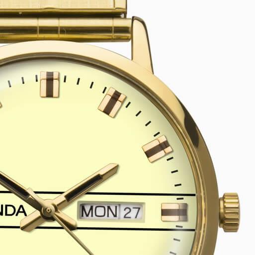 Gold Case With Cream Dial & Gold Tone Expander Bracelet Men's Heritage Watch