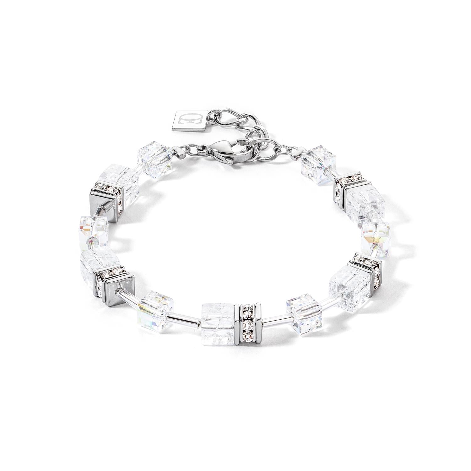 GeoCUBE Iconic Nature Silver White Bracelet