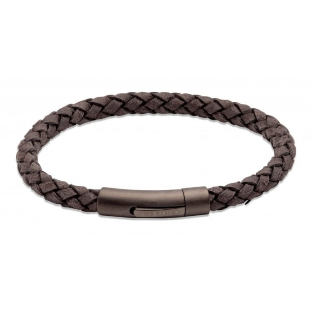 Sesame Leather Bracelet BL Edge with Matte/Gunmetal IP Steel Clasp