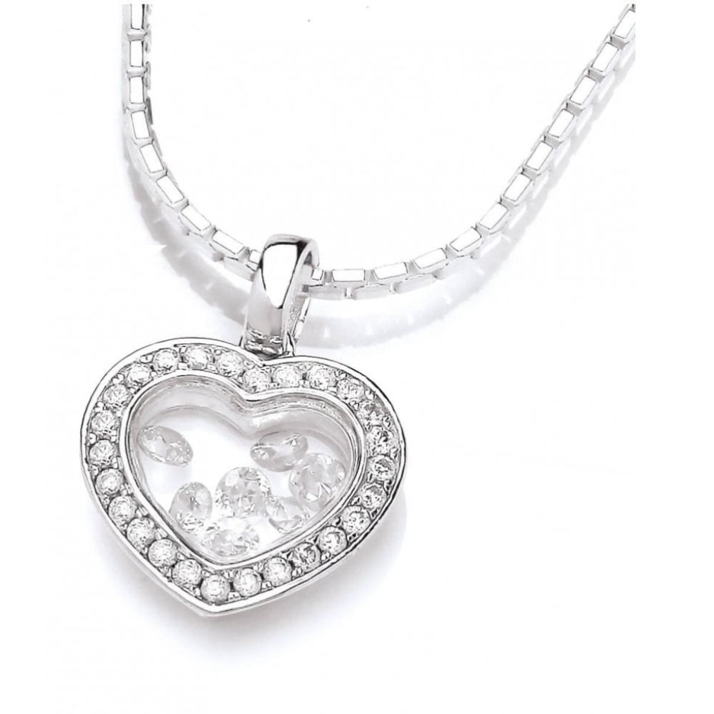 Celestial Mini Silver & CZ Bezel Heart Pendant