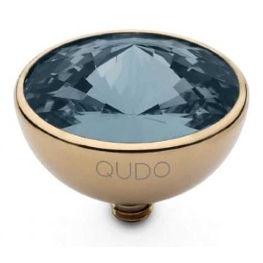 Famosa Gold 13mm Bottone Ring Top Denim Blue