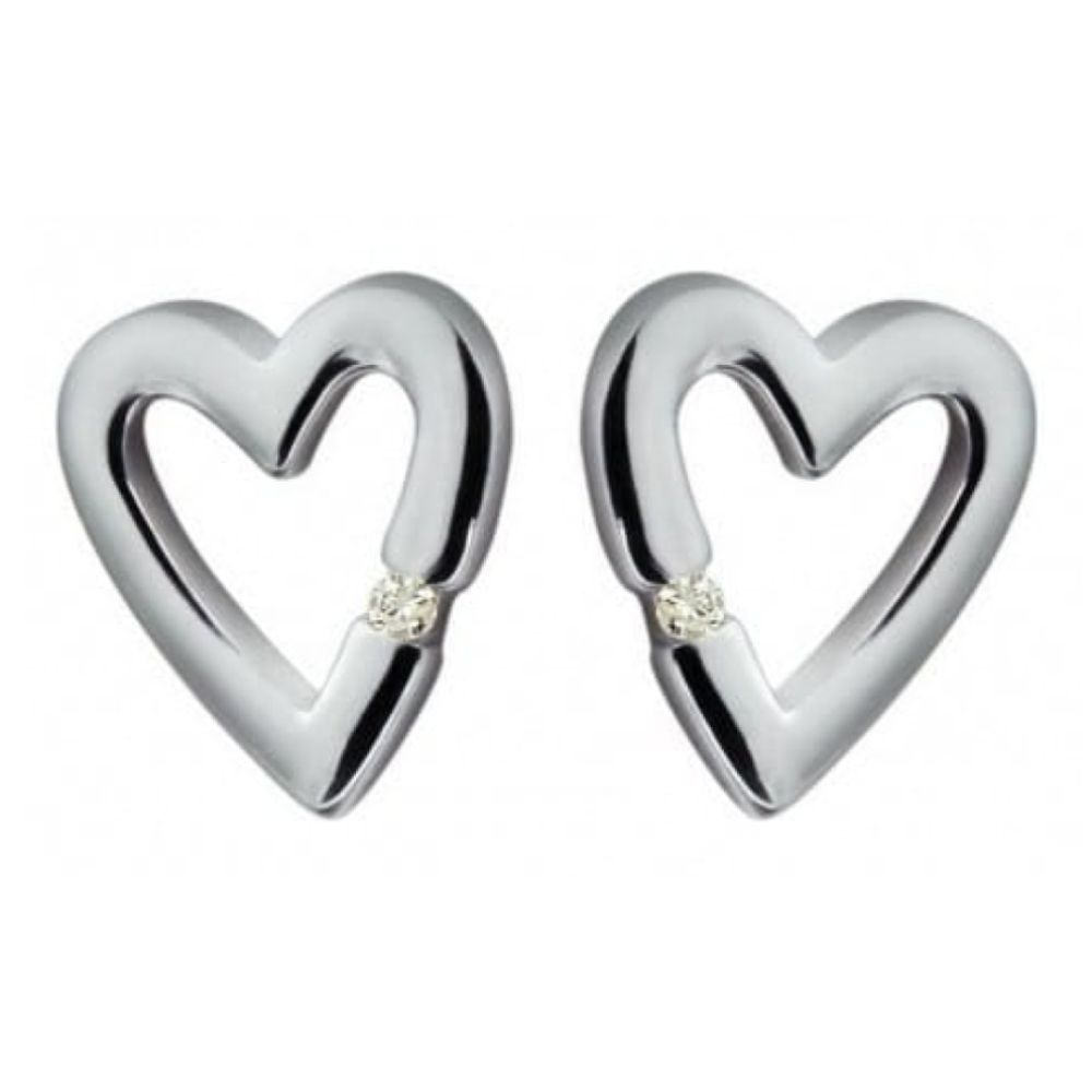 Ladies Silver Cut-Out Heart Earrings
