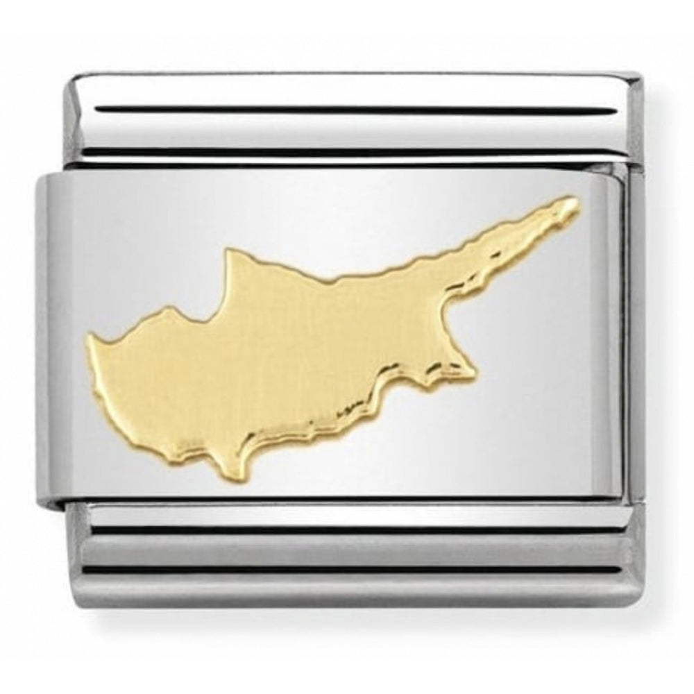 Classic Cyprus Island In Stainless Steel With 18k Gold Charm
