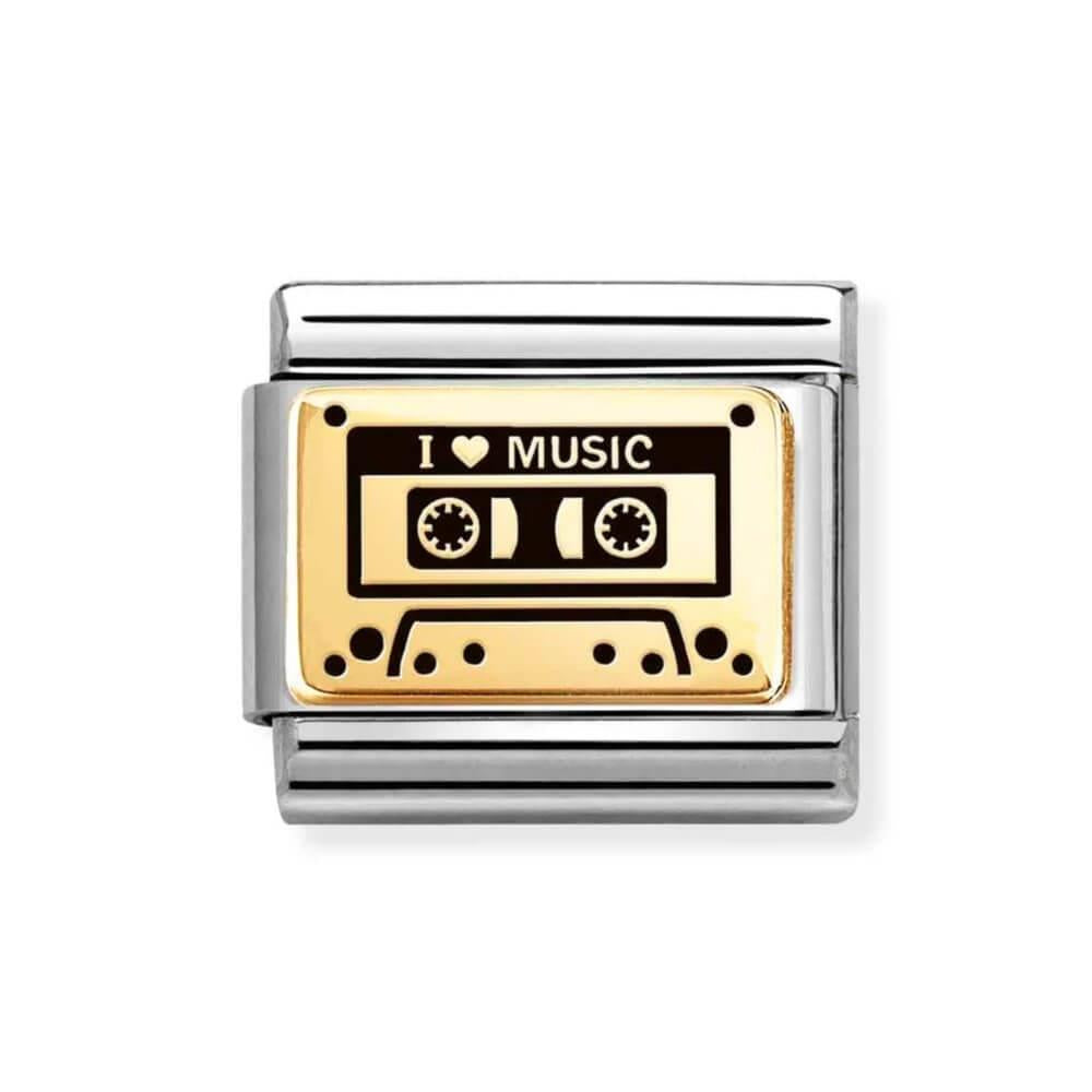 Composable Classic Link Mix Tape Symbol In 18K Gold & Black Enamel