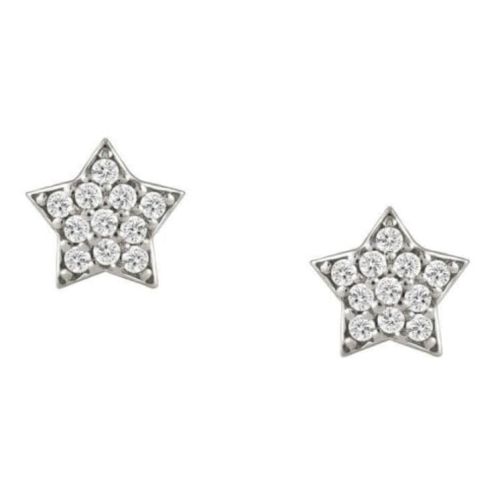 Gioie 925 Silver Earrings, Cubic Zirconia Stud (015_Silver Star)