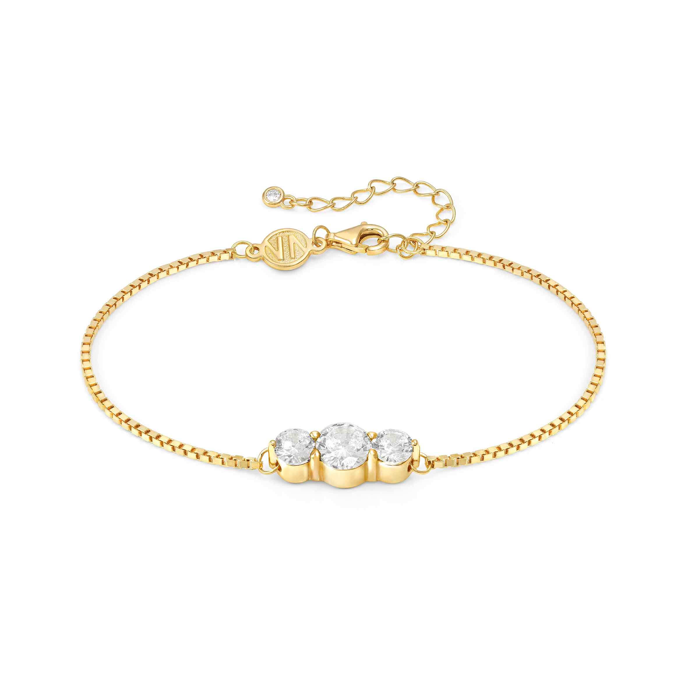 Colour Wave Bracelet In Gold & White CZ