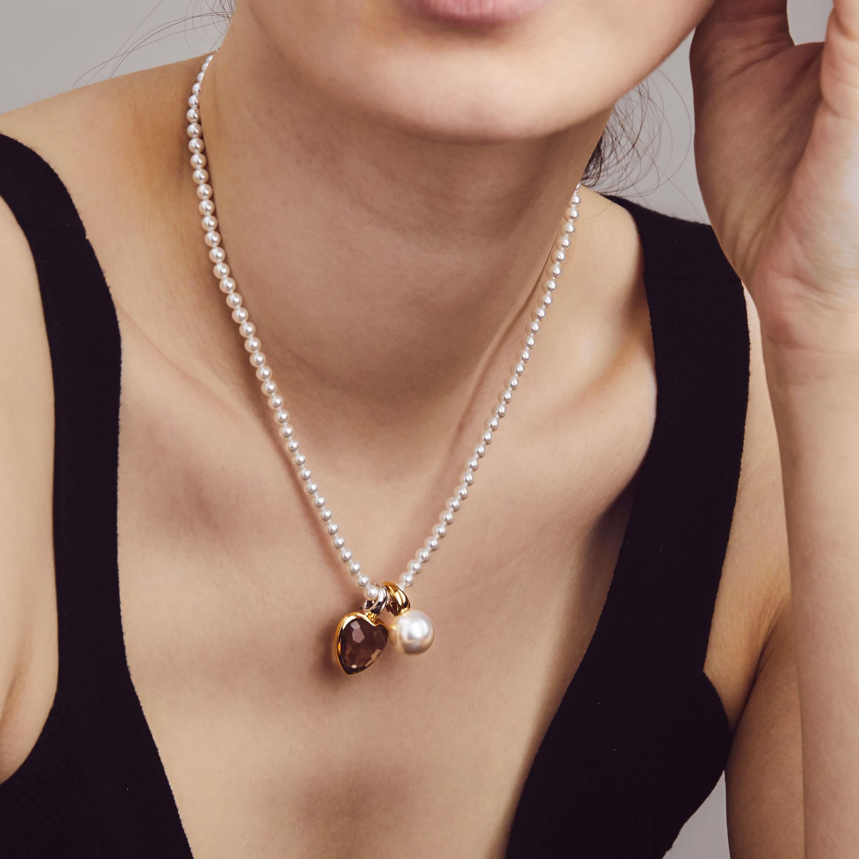 White Pearl Pendant & Silver Chain Necklace