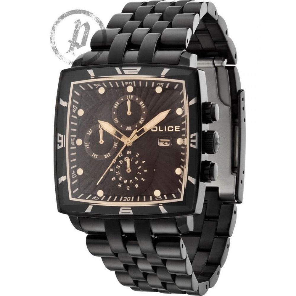 Black IP Patrol MF Chronograph Dial With Bracelet Strap Gents Watch