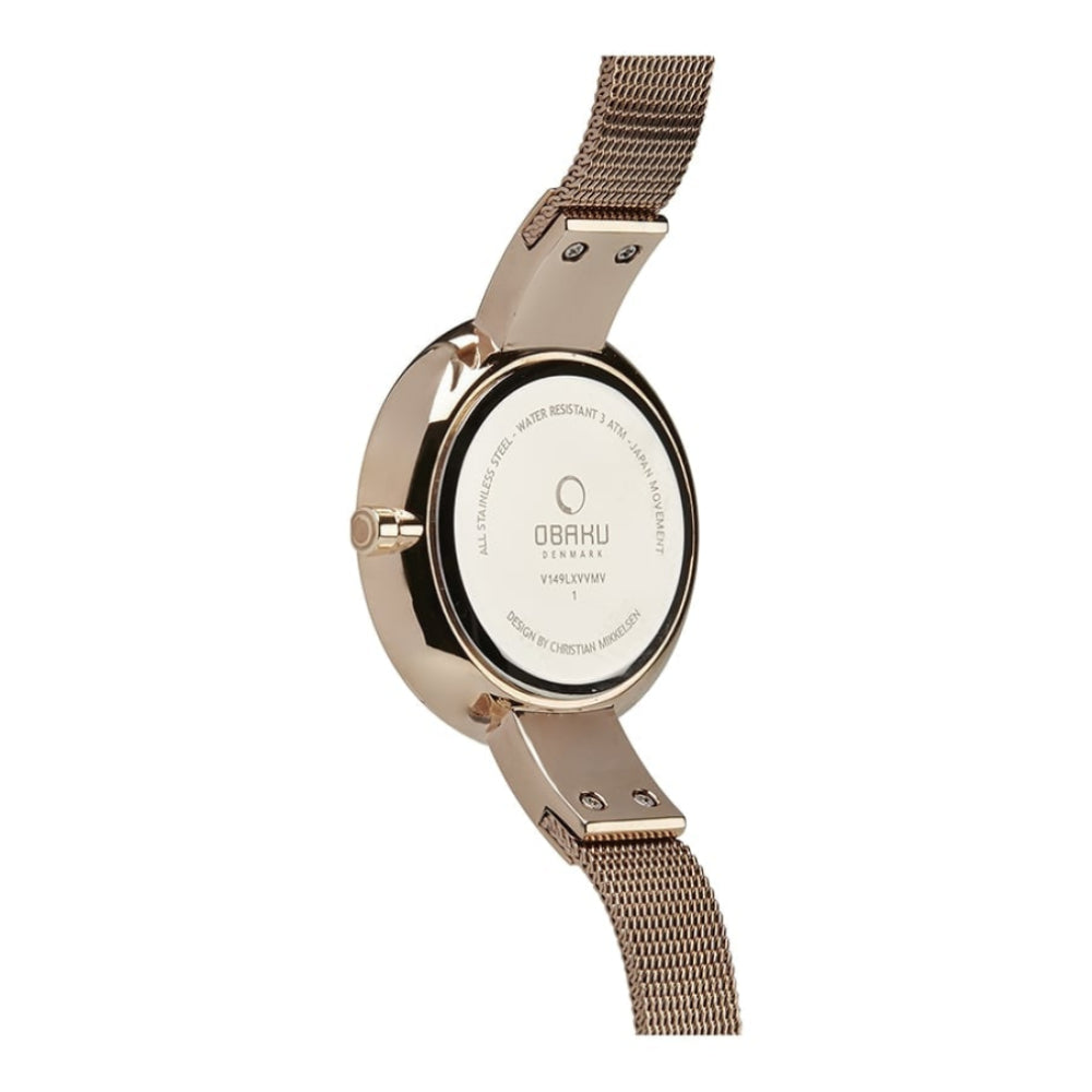 SOL - ROSE Rose Gold Plated Stainless Steel Mesh Bracelet Watch