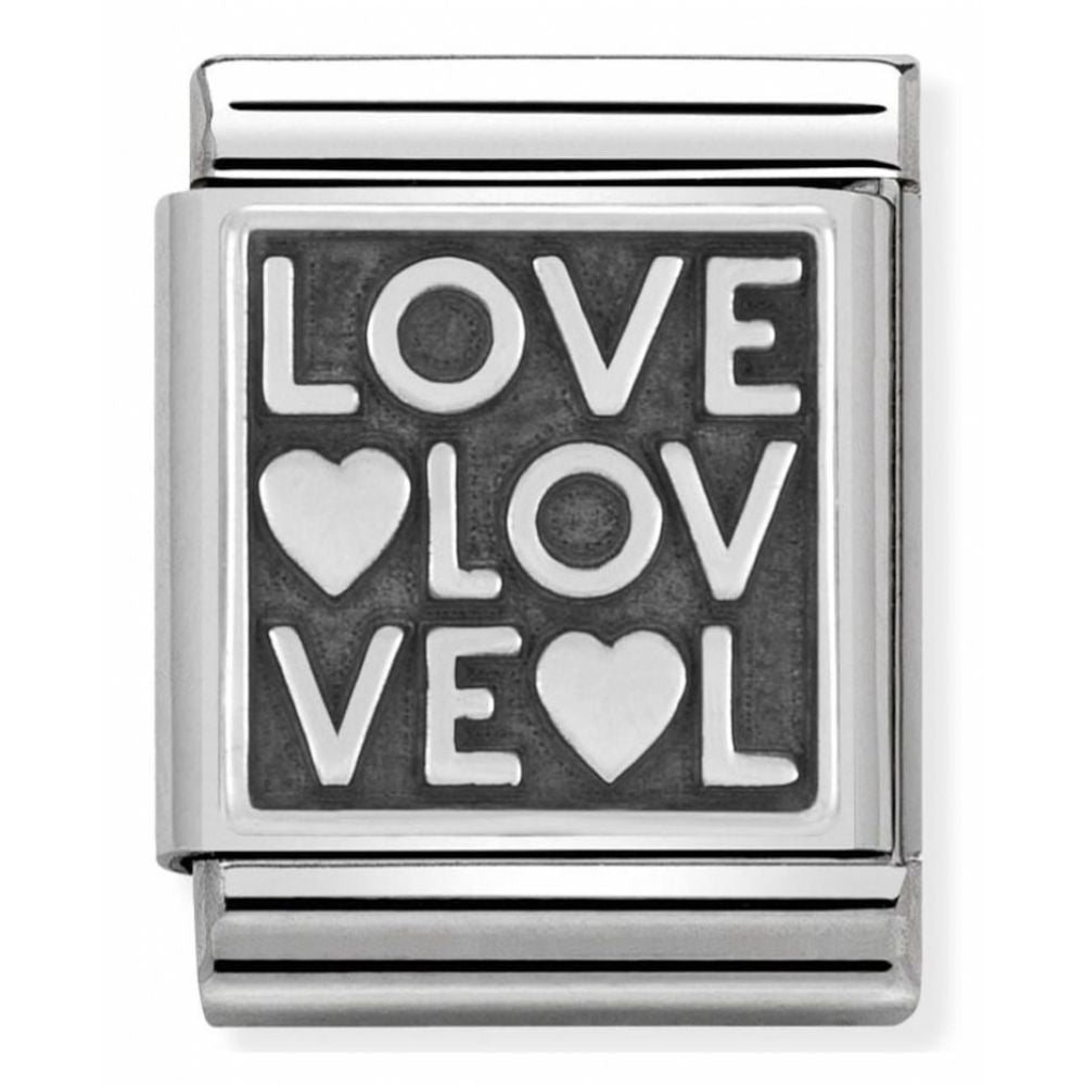 Composable Oxidized Love Symbol Stainless Steel And Sterling Silver Big Charm